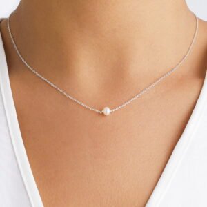 SILVER SINGLE OHRID PEARL CHOKER