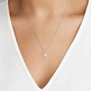 SILVER SINGLE OHRID PEARL NECKLACE