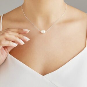 SILVER LARGE SINGLE OHRID PEARL CHOKER