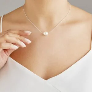 SILVER LARGE SINGLE OHRID PEARL CHOKER