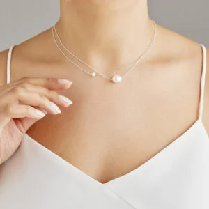 SILVER LAYERED LARGE AND SMALL OHRID PEARL CHOKER
