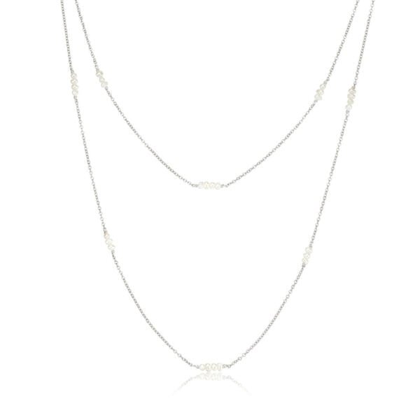 Delicate extra small pearl 39cm and 51cm chain shot together as one piece Gold white edited 1 web