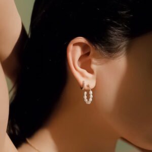 SILVER SEED OHRID PEARL HOOP EARRINGS