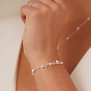 SILVER LAYERED OHRID PEARL BRACELET