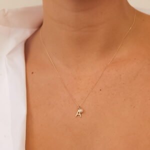 SILVER INITIAL AND OHRID PEARL DROP NECKLACE