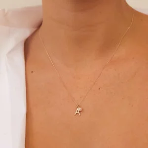 SILVER INITIAL AND OHRID PEARL DROP NECKLACE
