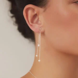 SILVER LAYERED OHRID PEARL DROP EARRINGS