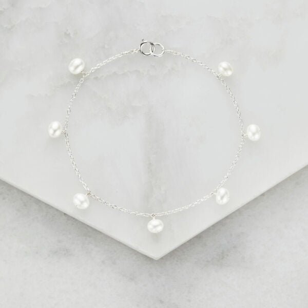 Pearl drop bracelet Silver web 1