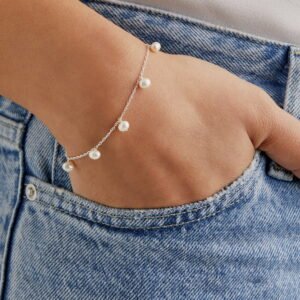 SILVER OHRID PEARL DROP BRACELET
