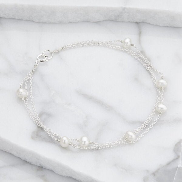 SilverLayeredPearlBracelet1 1