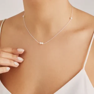 SILVER SIX OHRID PEARL CHOKER NECKLACE