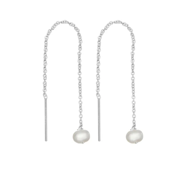 Silver Ohrid Pearl Drop Ear Threaders - Image 2