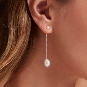 Silver Large and Small Ohrid Pearl Drop Stud Earrings
