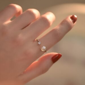 Zircon Silver Ohrid Pearl Ring