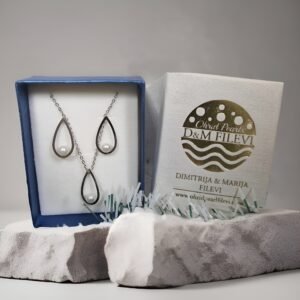 Silver Ohrid Pearl Set Earrings Necklace