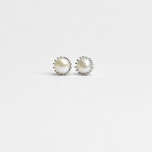 Flower Silver Ohrid Pearl Earrings
