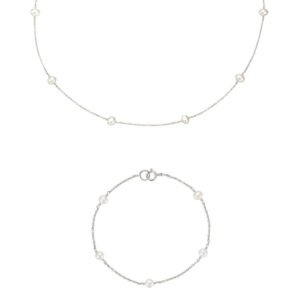 Silver Ten Ohrid Pearl Choker and Five Ohrid Pearl Bracelet Gift Set