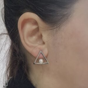 Silver Triangle Ohrid Pearl Earrings