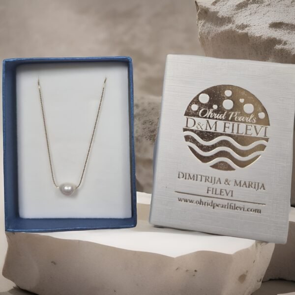 Silver Single Baroque Ohrid Pearl Necklace - Image 2