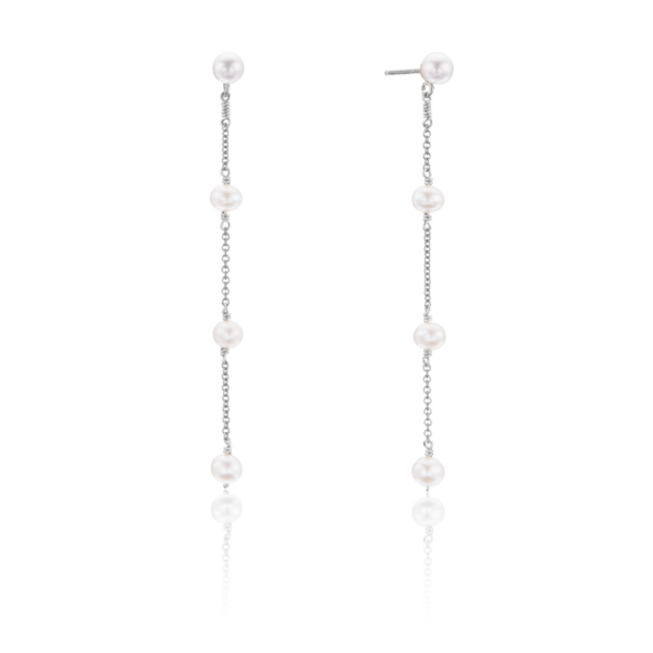 Silver Four Ohrid Pearl Drop Earrings - Image 2