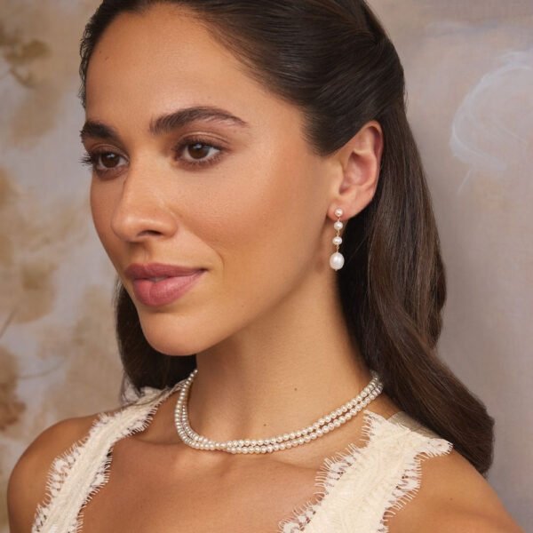 Silver Multi Ohrid Pearl Drop Earrings - Image 2