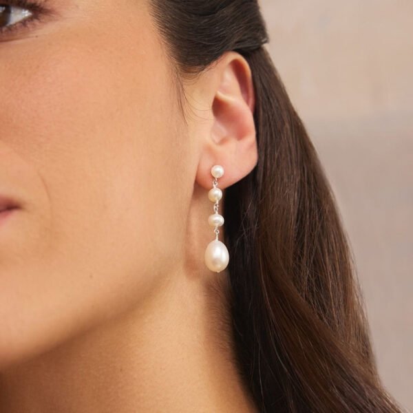 Silver Multi Ohrid Pearl Drop Earrings - Image 3