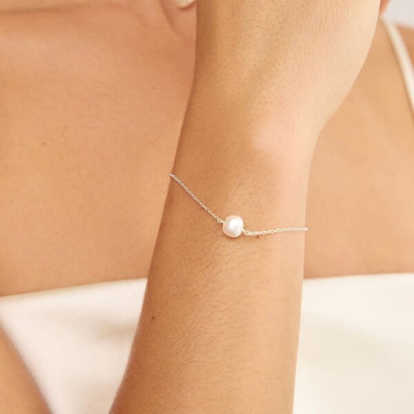 Silver Single Baroque Ohrid Pearl Bracelet - Image 2