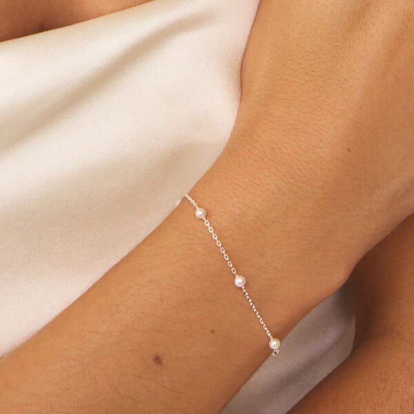 Silver Five Small Ohrid Pearl Bracelet