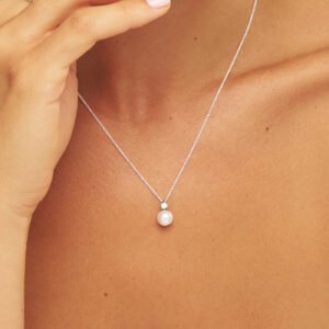 Ohridski Biseri Filevi 1 Silver Diamond Style and Ohrid Pearl Necklace