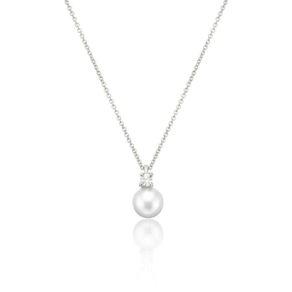 Silver Diamond Style and Ohrid Pearl Necklace 3 Silver Diamond Style and Ohrid Pearl Necklace - Image 3